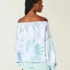 Sudadera tie-dye fácil con doble hombro descubierto