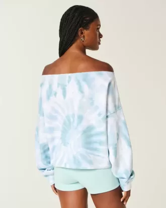 Sudadera tie-dye fácil con doble hombro descubierto