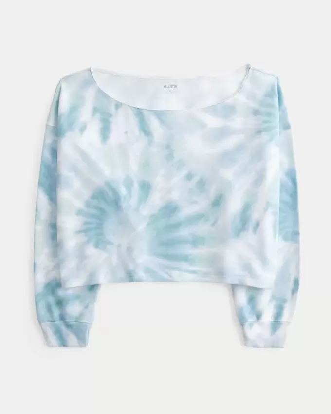 Sudadera tie-dye fácil con doble hombro descubierto