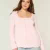 Suéter babydoll de manga larga y cuello cuadrado