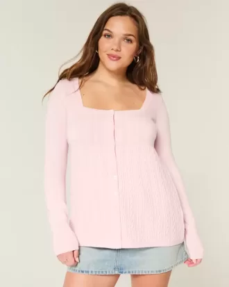 Suéter babydoll de manga larga y cuello cuadrado