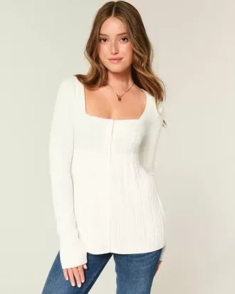Suéter babydoll de manga larga y cuello cuadrado