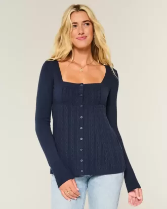 Suéter babydoll de manga larga y cuello cuadrado