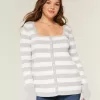 Suéter babydoll de manga larga y cuello cuadrado
