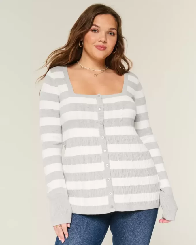 Suéter babydoll de manga larga y cuello cuadrado