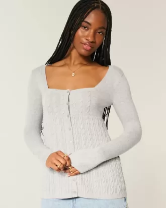 Suéter babydoll de manga larga y cuello cuadrado