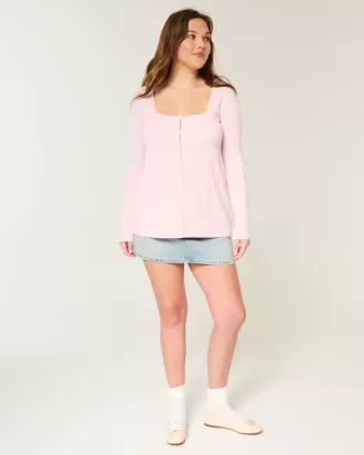 Suéter babydoll de manga larga y cuello cuadrado