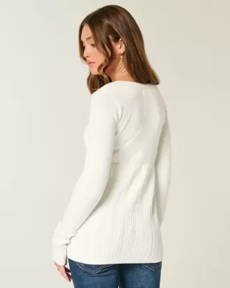Suéter babydoll de manga larga y cuello cuadrado