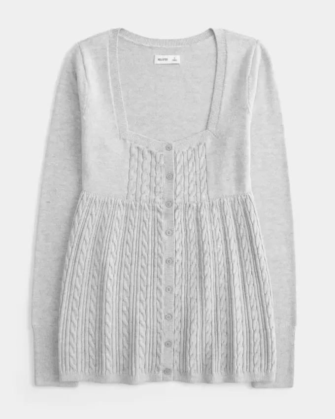 Suéter babydoll de manga larga y cuello cuadrado