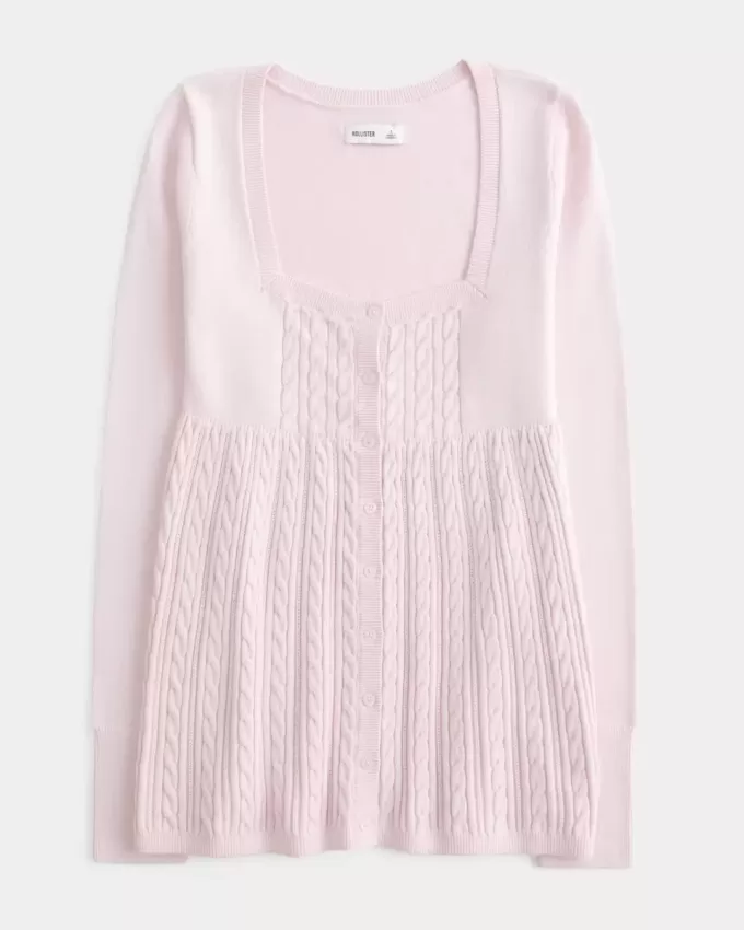 Suéter babydoll de manga larga y cuello cuadrado