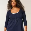 Suéter babydoll de punto trenzado