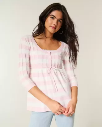 Suéter babydoll de punto trenzado
