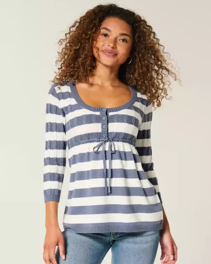 Suéter babydoll de punto trenzado
