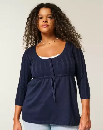 Suéter babydoll de punto trenzado