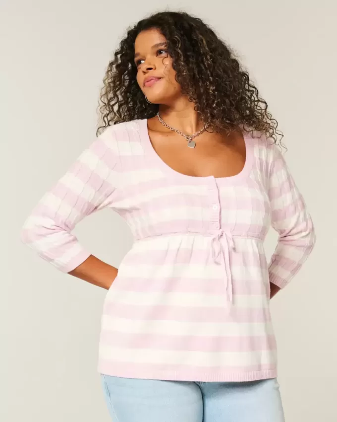 Suéter babydoll de punto trenzado
