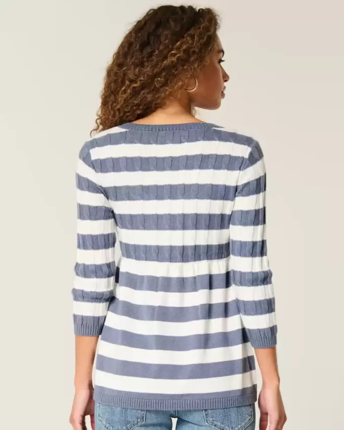 Suéter babydoll de punto trenzado