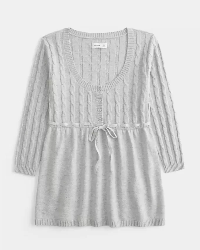 Suéter babydoll de punto trenzado