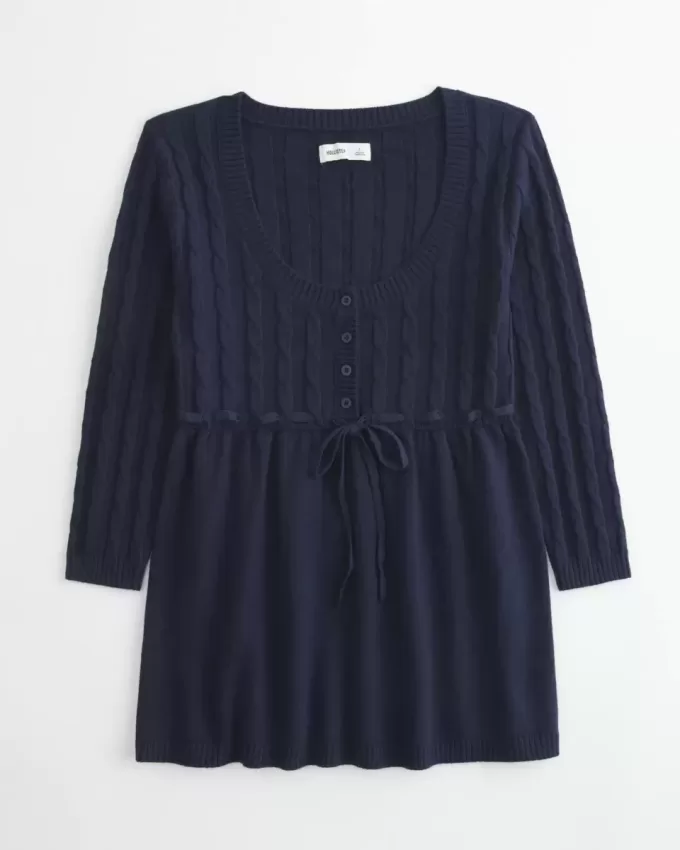 Suéter babydoll de punto trenzado
