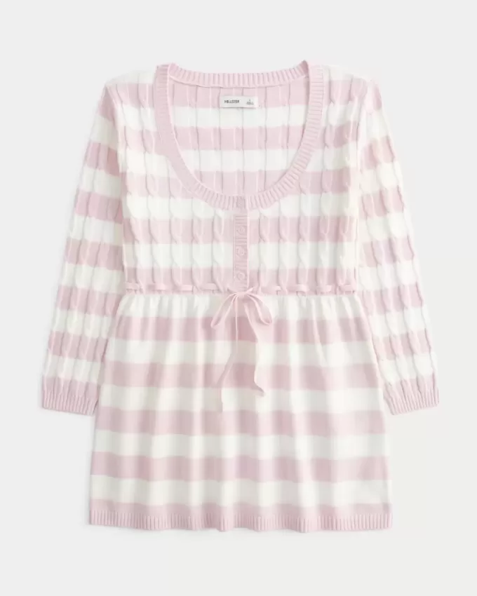 Suéter babydoll de punto trenzado