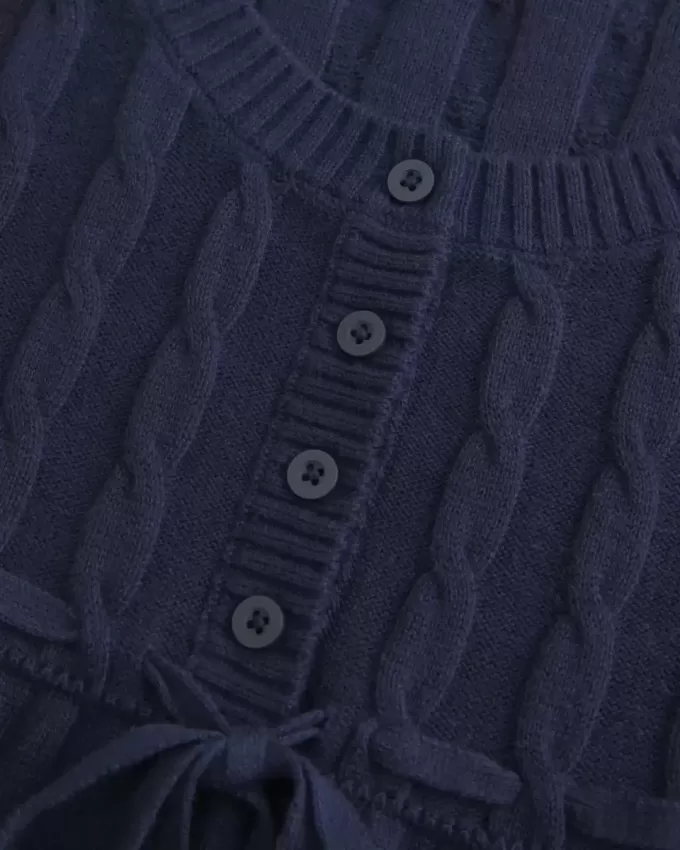 Suéter babydoll de punto trenzado