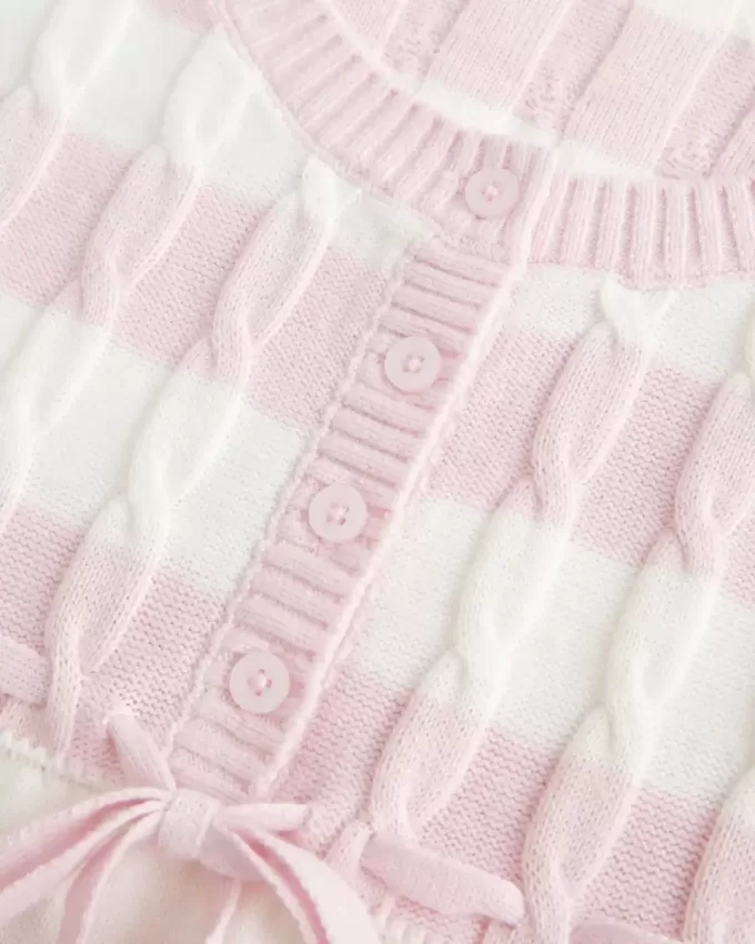 Suéter babydoll de punto trenzado