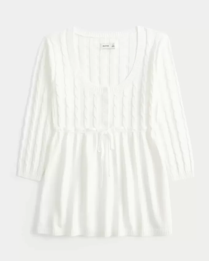 Suéter babydoll de punto trenzado
