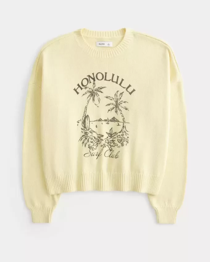 Suéter con cuello redondo gráfico Easy Honolulu