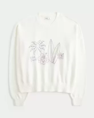 Suéter con cuello redondo y estampado playero de la Costa Oeste Suéter con cuello redondo y estampado playero de la Costa Oeste