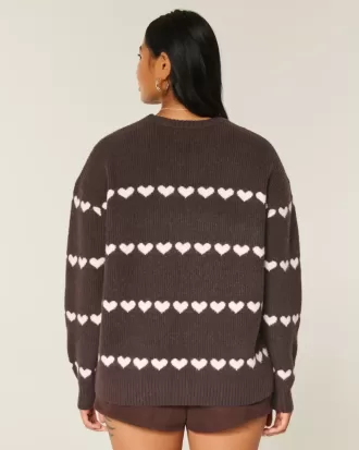 Suéter extragrande con estampado de corazones