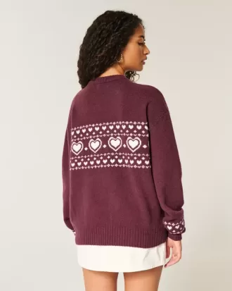Suéter extragrande con estampado de corazones