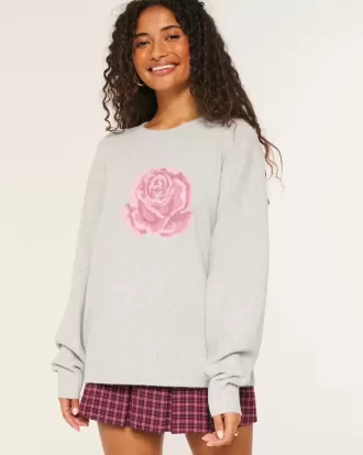 Suéter gráfico Hollister Comfy Cloud Rose Suéter gráfico Hollister Comfy Cloud Rose