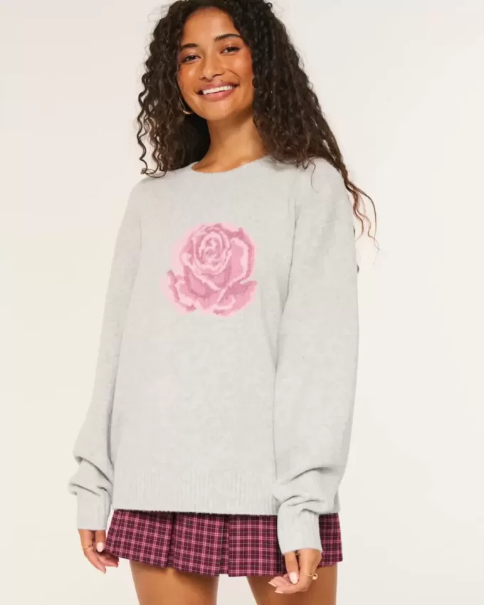 Suéter gráfico Hollister Comfy Cloud Rose Suéter gráfico Hollister Comfy Cloud Rose