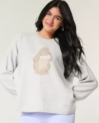 Suéter Hollister Comfy Cloud Bunny con gráfico de cuello redondo Suéter Hollister Comfy Cloud Bunny con gráfico de cuello redondo