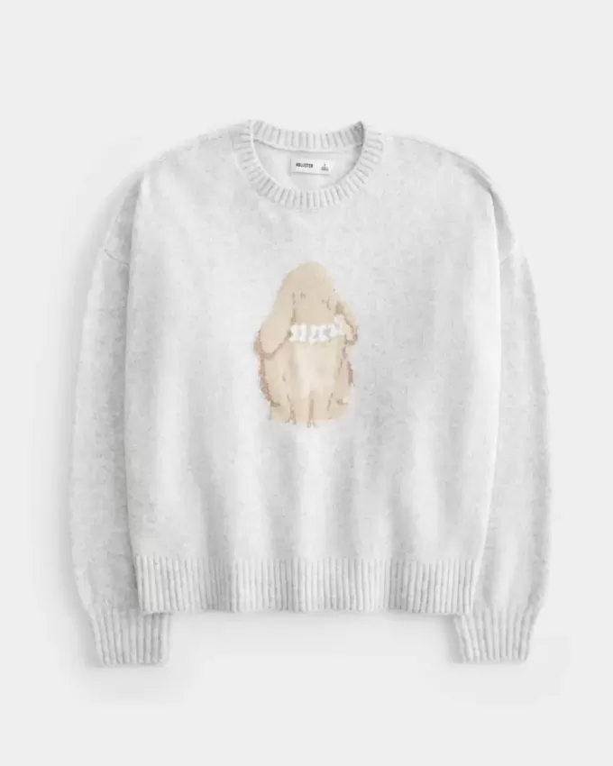 Suéter Hollister Comfy Cloud Bunny con gráfico de cuello redondo Suéter Hollister Comfy Cloud Bunny con gráfico de cuello redondo