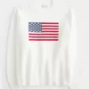 Suéter Hollister Comfy Cloud con estampado de bandera estadounidense Suéter Hollister Comfy Cloud con estampado de bandera estadounidense