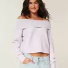 Suéter Hollister Comfy Cloud con hombros descubiertos y dobladillo doblado