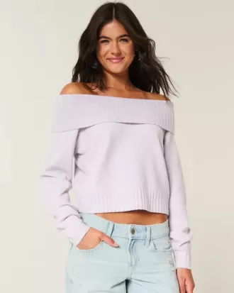 Suéter Hollister Comfy Cloud con hombros descubiertos y dobladillo doblado