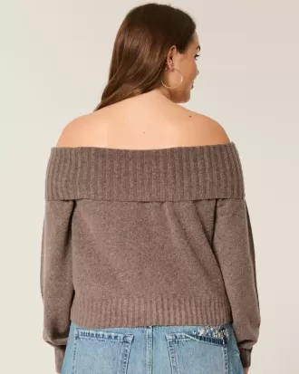 Suéter Hollister Comfy Cloud con hombros descubiertos y dobladillo doblado