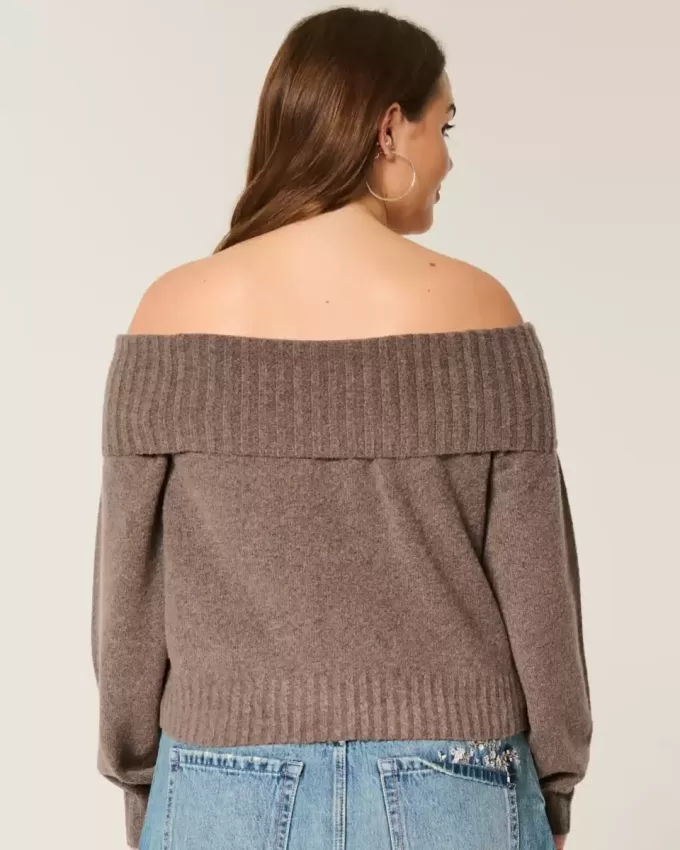 Suéter Hollister Comfy Cloud con hombros descubiertos y dobladillo doblado