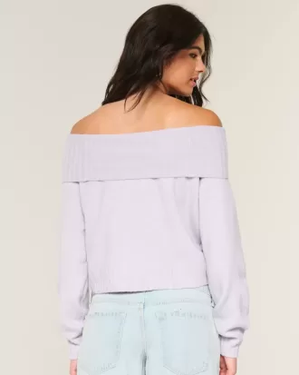 Suéter Hollister Comfy Cloud con hombros descubiertos y dobladillo doblado