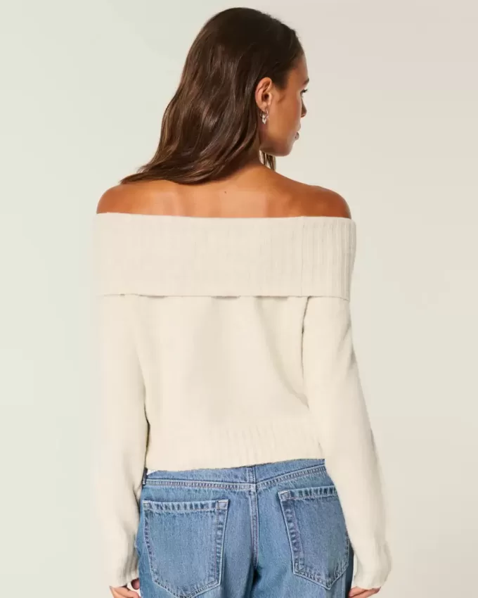 Suéter Hollister Comfy Cloud con hombros descubiertos y dobladillo doblado