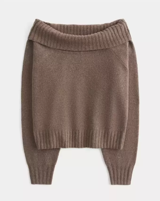 Suéter Hollister Comfy Cloud con hombros descubiertos y dobladillo doblado