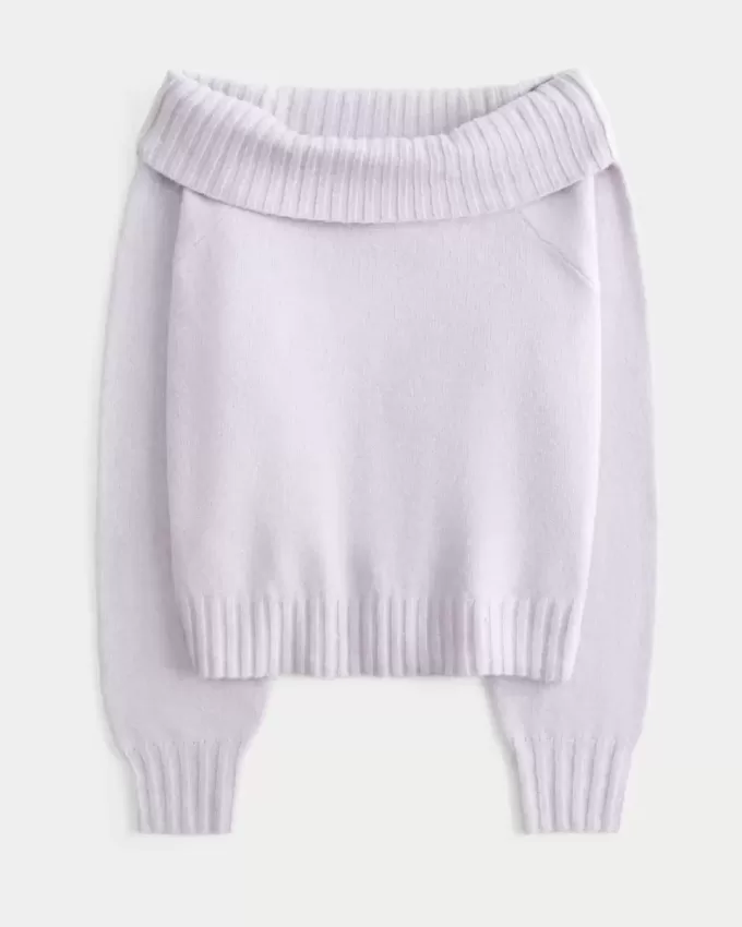 Suéter Hollister Comfy Cloud con hombros descubiertos y dobladillo doblado