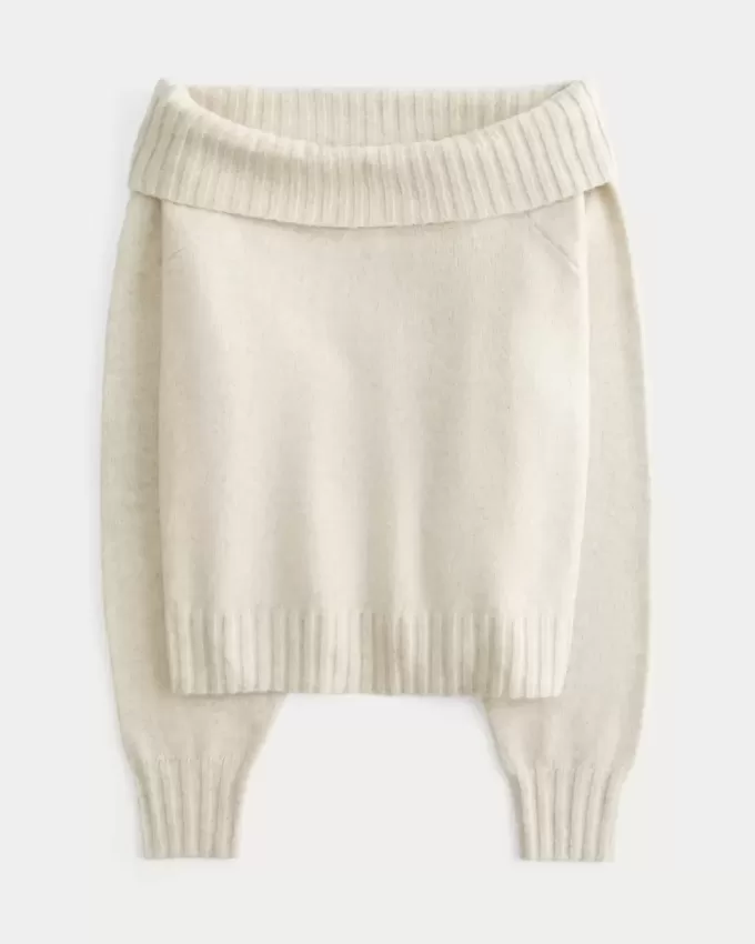 Suéter Hollister Comfy Cloud con hombros descubiertos y dobladillo doblado