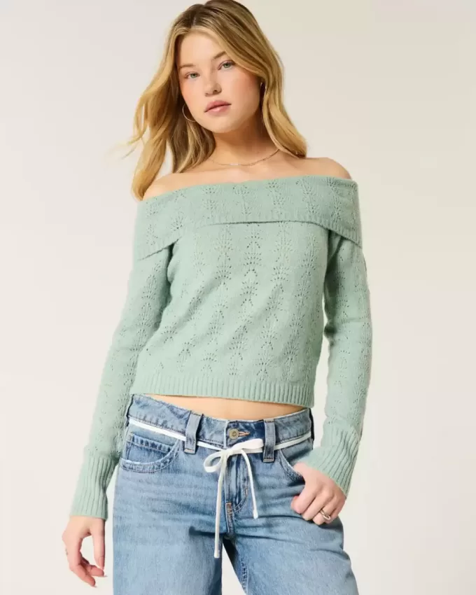 Suéter Hollister Comfy Cloud Stitchy con hombros descubiertos Suéter Hollister Comfy Cloud Stitchy con hombros descubiertos