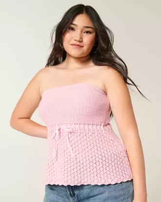 Suéter sin tirantes estilo crochet
