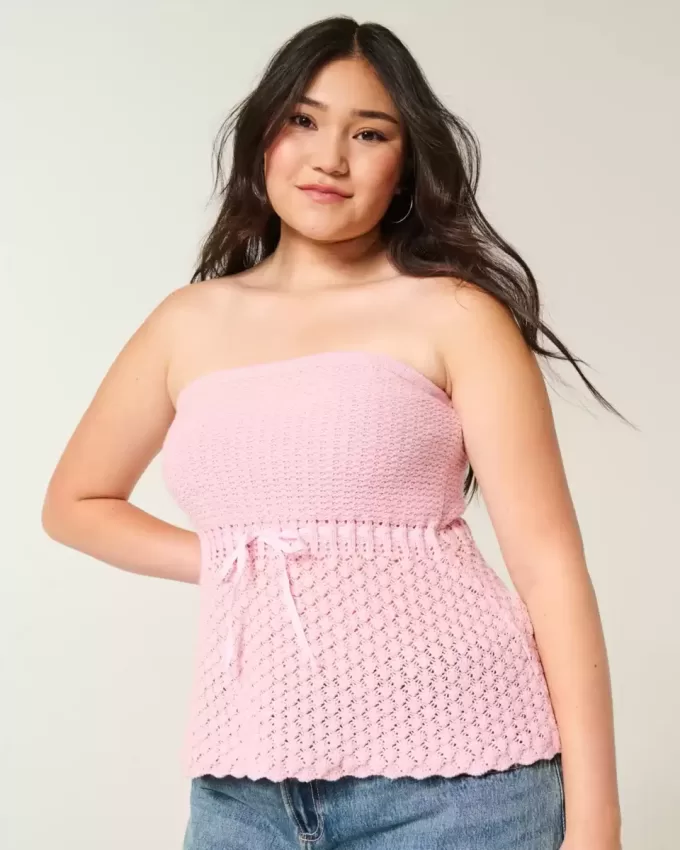 Suéter sin tirantes estilo crochet