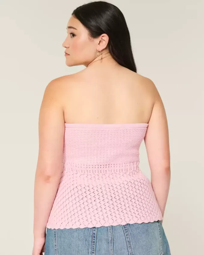 Suéter sin tirantes estilo crochet