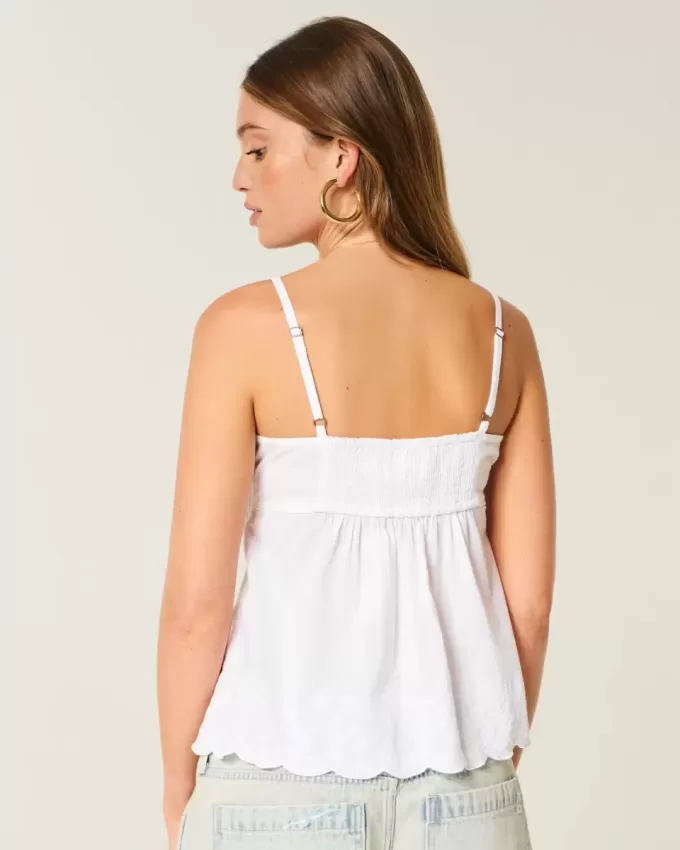 Top babydoll con bordado brillante Top babydoll con bordado brillante