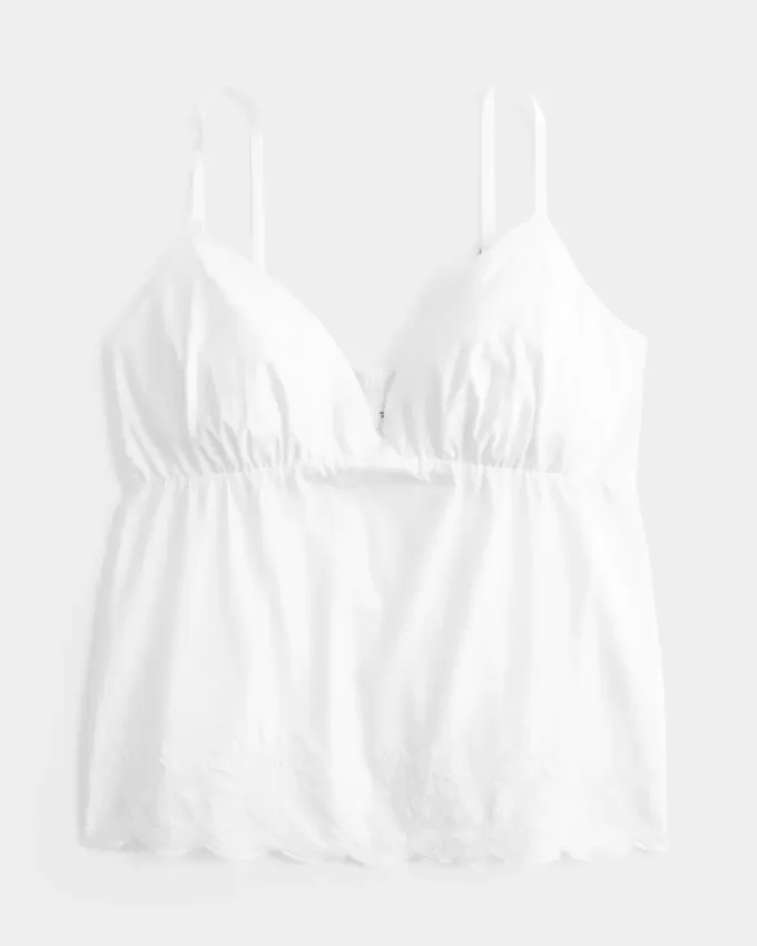 Top babydoll con bordado brillante Top babydoll con bordado brillante